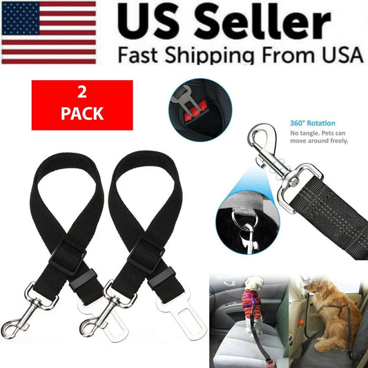 2-Pack Adjustable Safety Seatbelt Harness for Cats and Dogs in Vehicles