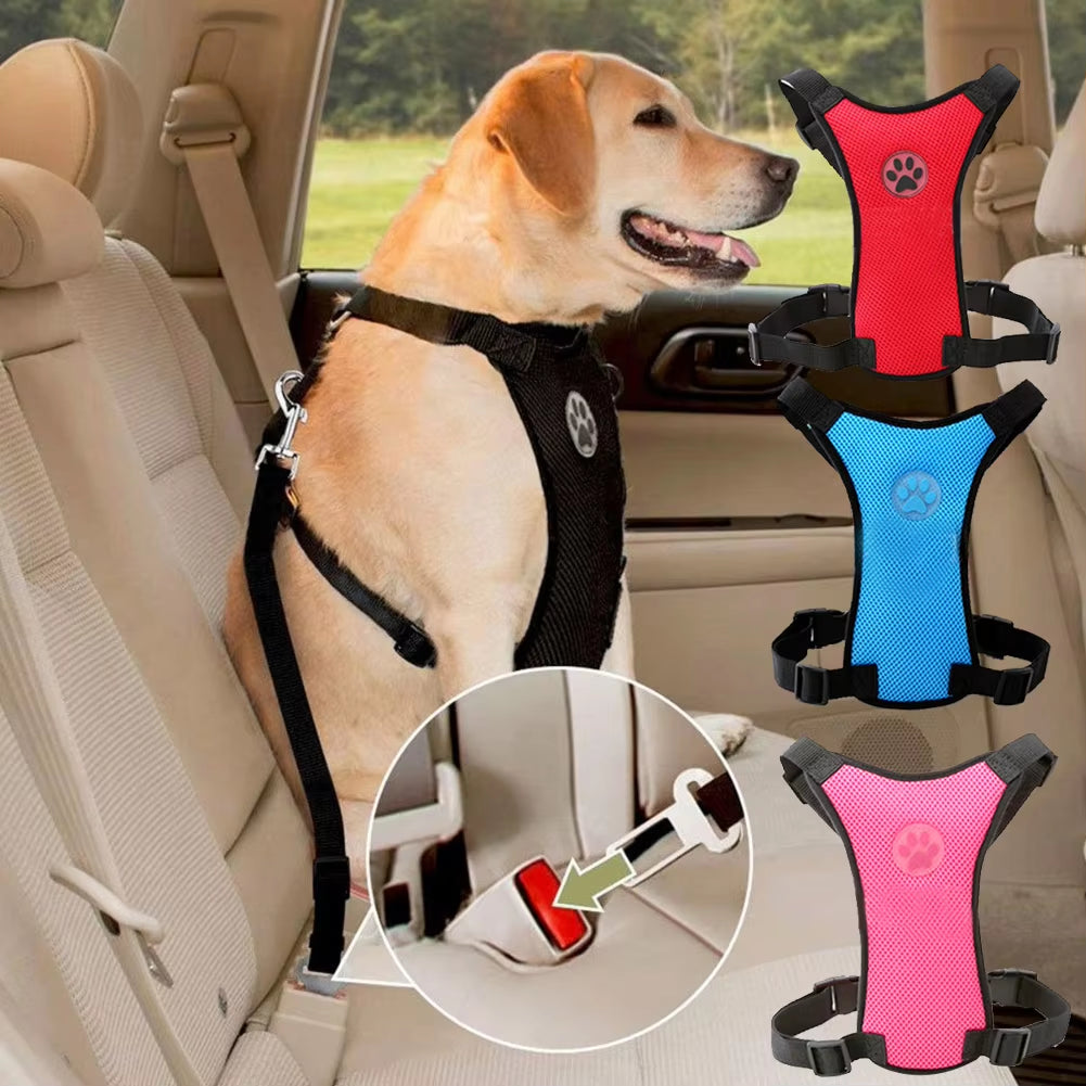 Dog Harness Car Safety Seat Belt Breathable Leash Mesh Chest Strap Multi-Function Breathable Pet Supplies Car Automotive Seat