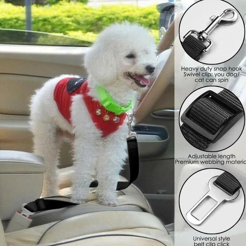 2-Pack Adjustable Safety Seatbelt Harness for Cats and Dogs in Vehicles